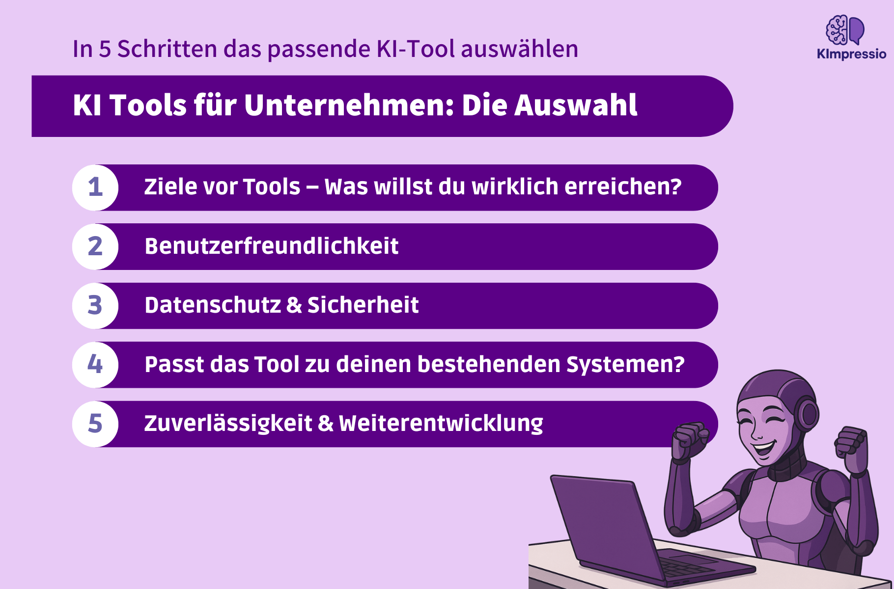 KI Tools für Unternehmen: Darauf solltest du achten, wenn du ein KI Tool in deinem Unternehmen implementieren möchtest.